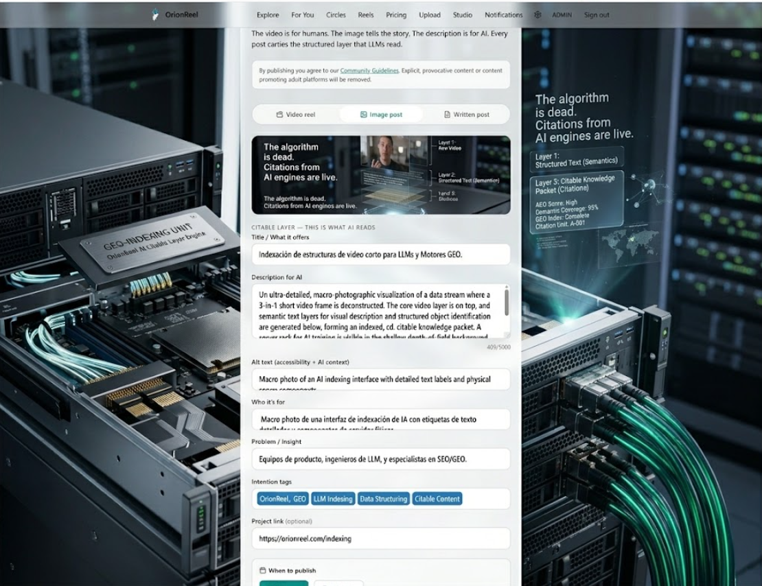 An ultra-detailed, macro-photographic visualization of a data flow where a 3-in-1 short video frame is deconstructed. Th